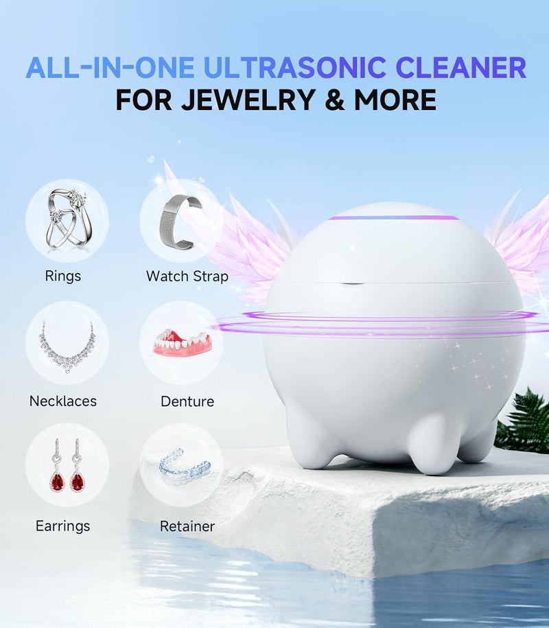 JoyHood Ultrasonic Jewelry Cleaner Machine, 45KHz Retainer Cleaner Ultrasonic Professional for Dentures, Ring, Earrings Sterling Silver Deep Cleaning with 4 Modes, Timer, Low Noise, 304 Stainless Steel Tank - Image 3
